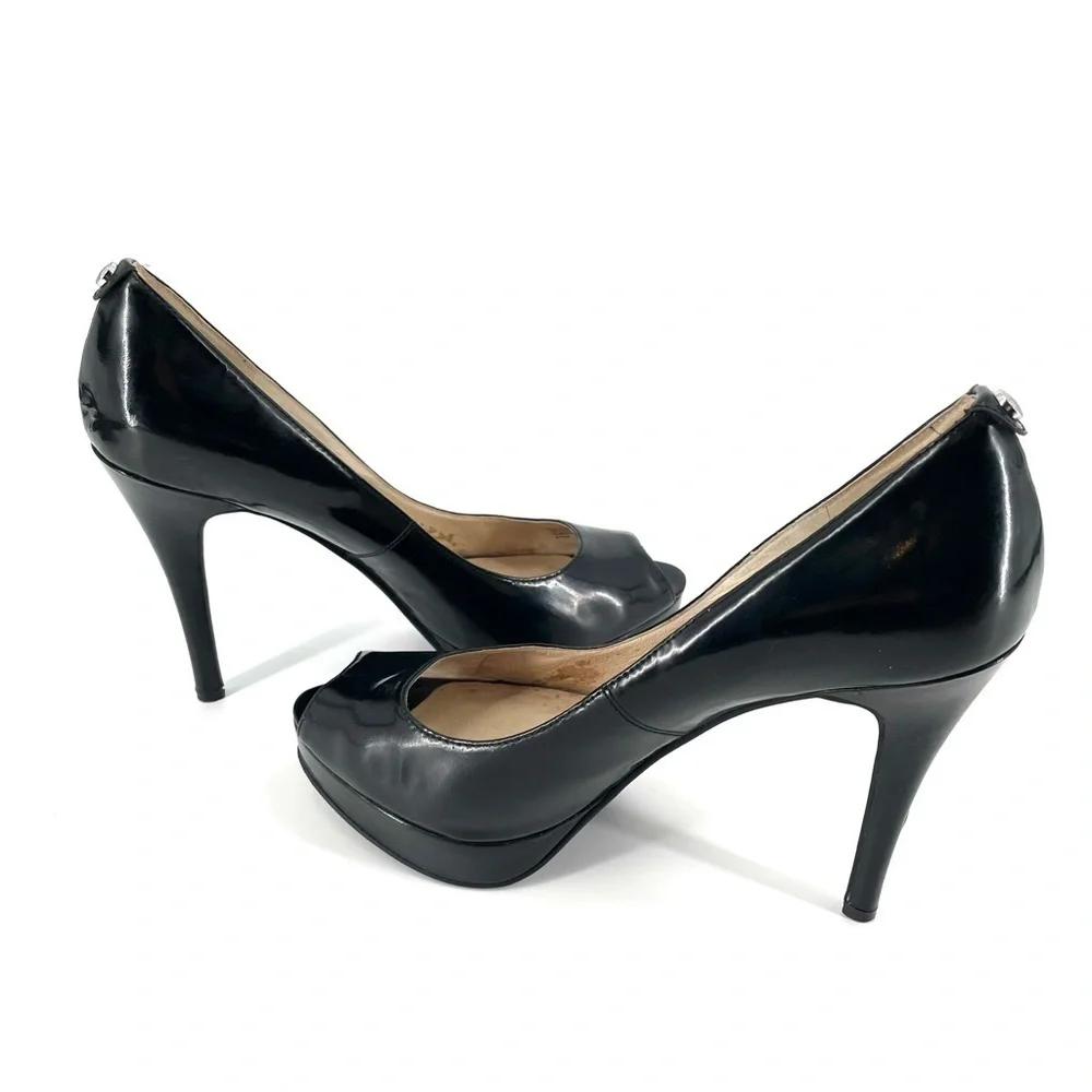Michael Michael Kors MK York Platform Peep-Toe Patent Leather Heel